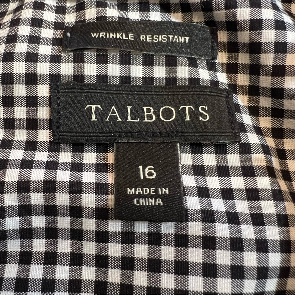 Talbots Black and White Gingham Sleeveless Button-Front Top - Picture 3 of 8